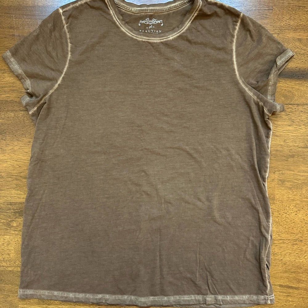 Peruvian Connection Short Sleeve Brown Tee mint Cond